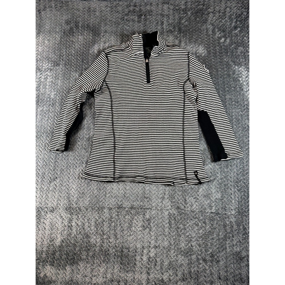 Lauren Ralph Lauren Active Sweatshirt Womens Medium‎ Black Striped Quarter Zip